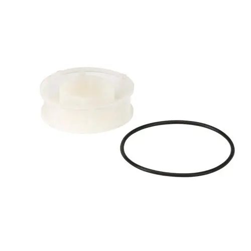 Danfoss O-Ring und Filterhalter in transparentem Material, geeignet für verschiedene Anwendungen, auf einem weißen Hintergrund platziert.